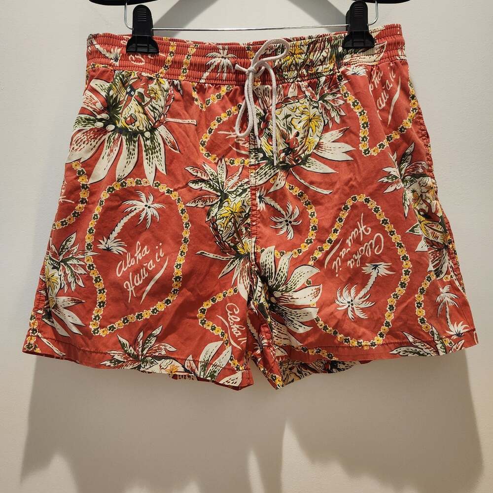 Polo By Ralph Lauren Aloha Hawaii Mens Swim Trunks L Hula Dancer in Pineapple